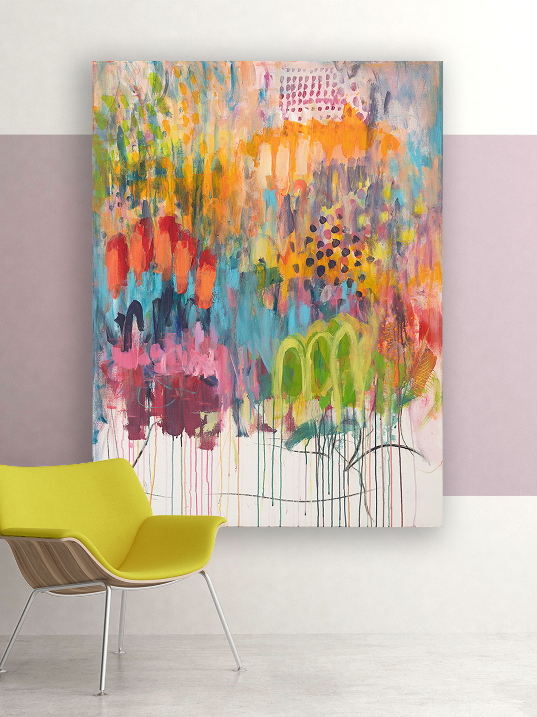 Awakening Bloomscape contemporary abstract painting on canvas by Lisa