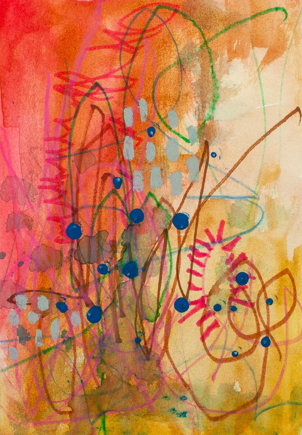 Abstract artwork titled Cactus Chroma featuring layered colour, expressive line work and playful cactus-inspired forms