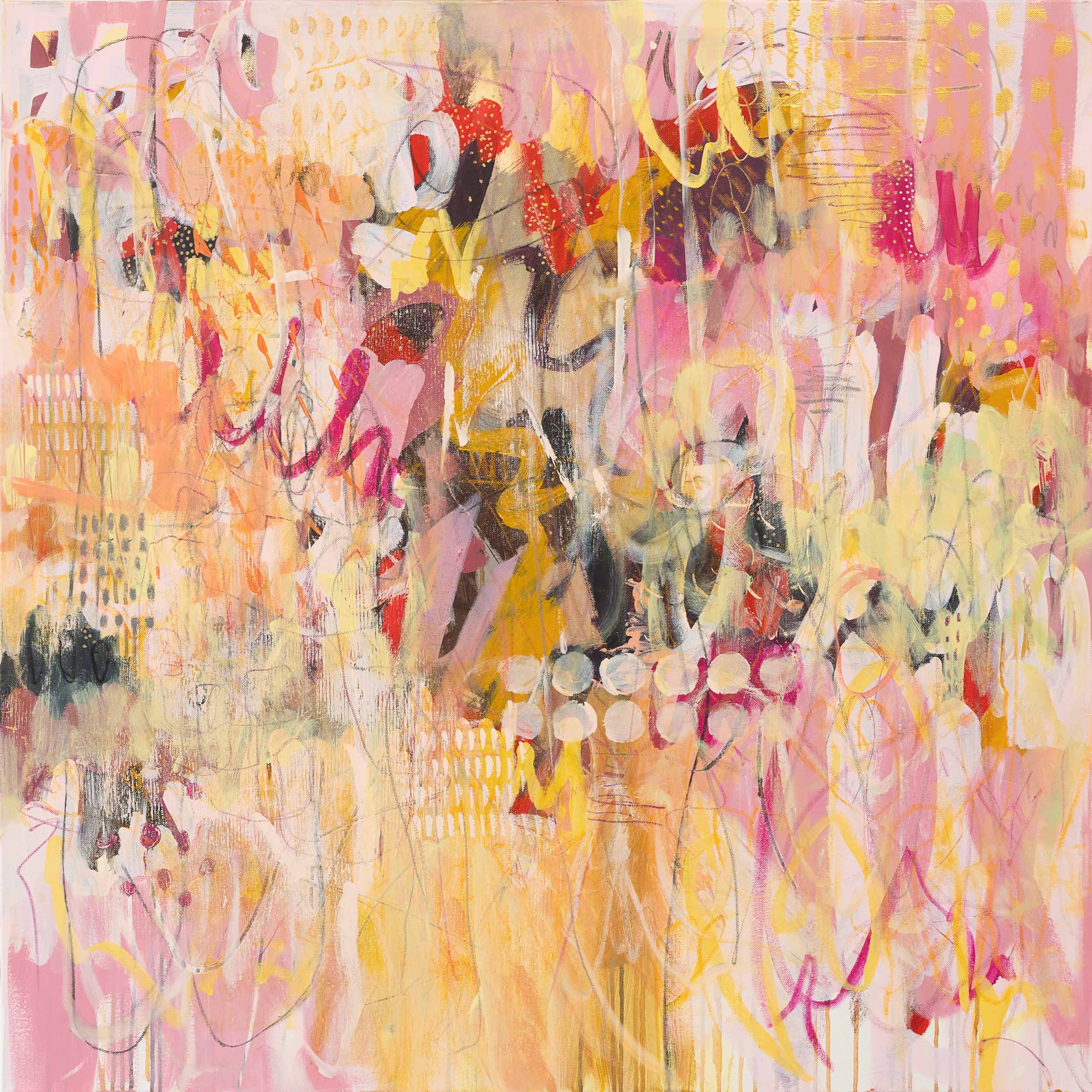 Soft pink contemporary abstract painting on canvas