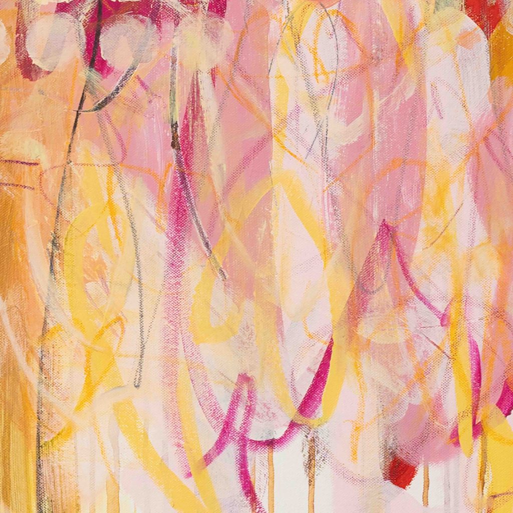 Close-up of expressive mark-making in In the Mood for Pink