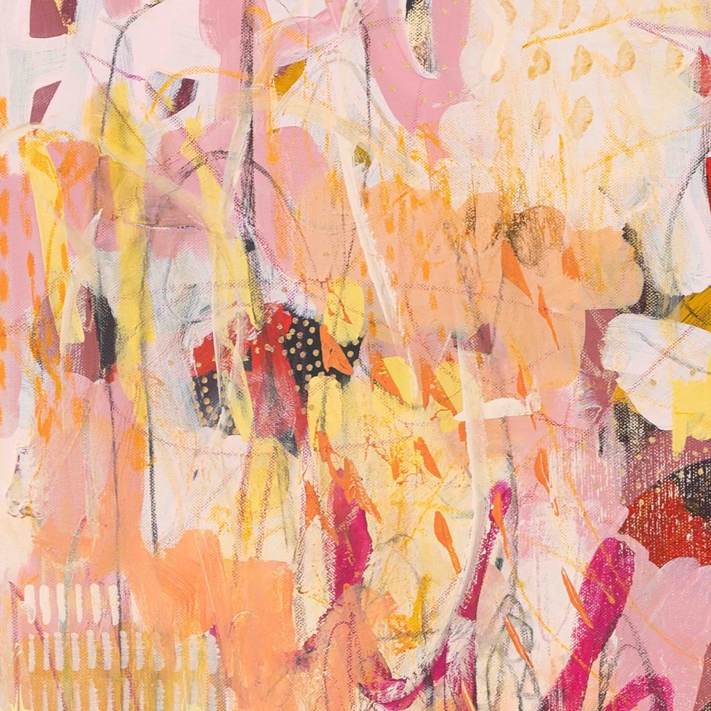 Close-up of expressive mark-making in In the Mood for Pink