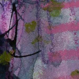 Abstract art detail showing textured layers, fluid black lines and natural colour harmonies inspired by the earth.