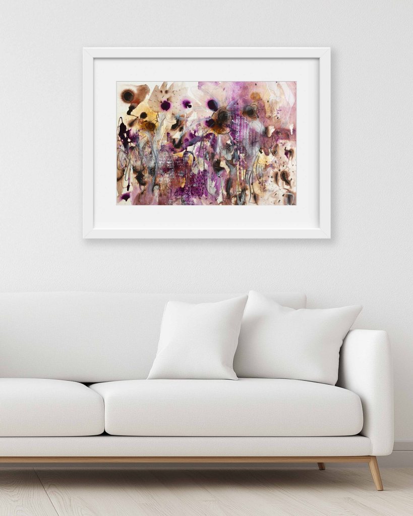 Mulberry Veil by Lisa Marie Jones displayed in a contemporary interior to show scale and visual context