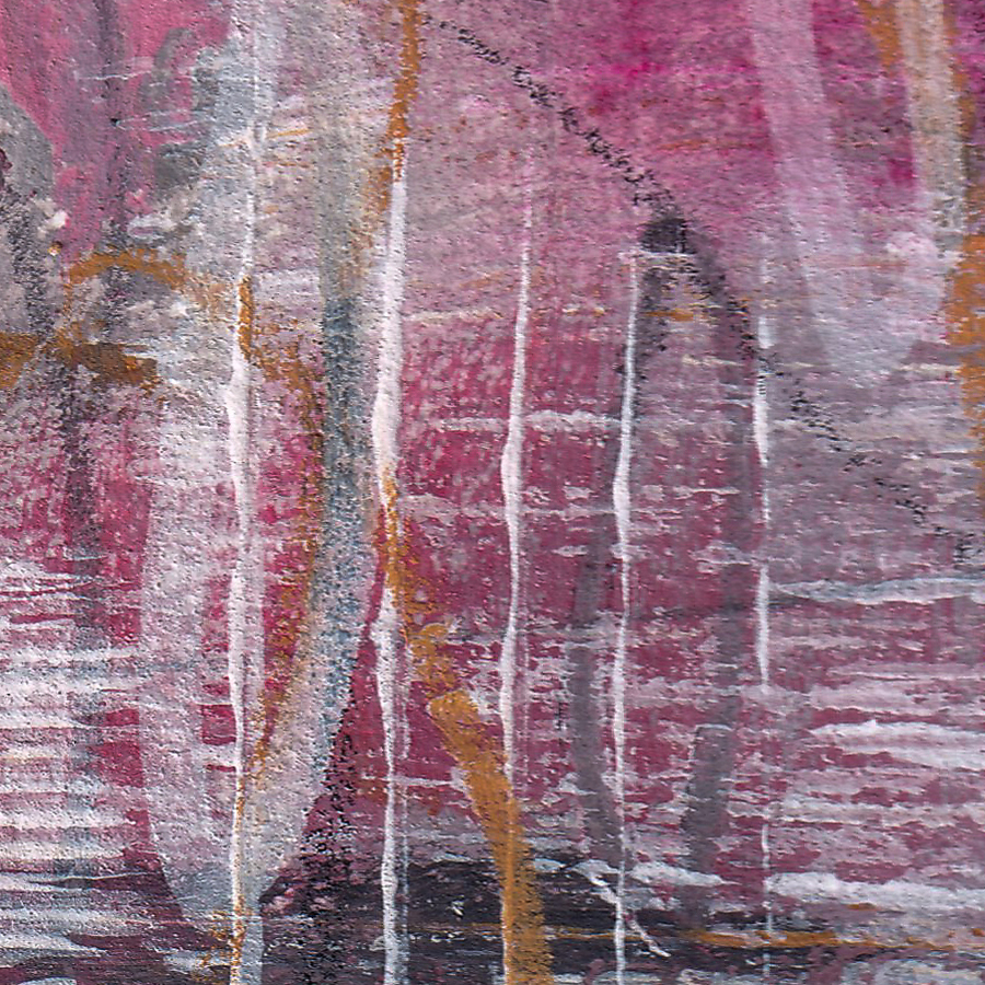 Abstract art detail from Near Enough to Feel by Lisa Marie Jones featuring soft transitions between pink, grey, and earthy tones with subtle textural layering.