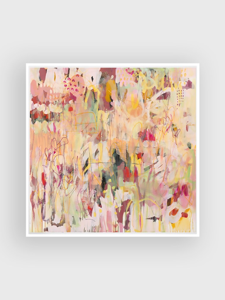 Large Abstract painting Tangled in Pink by Australian artist Lisa Marie Jones