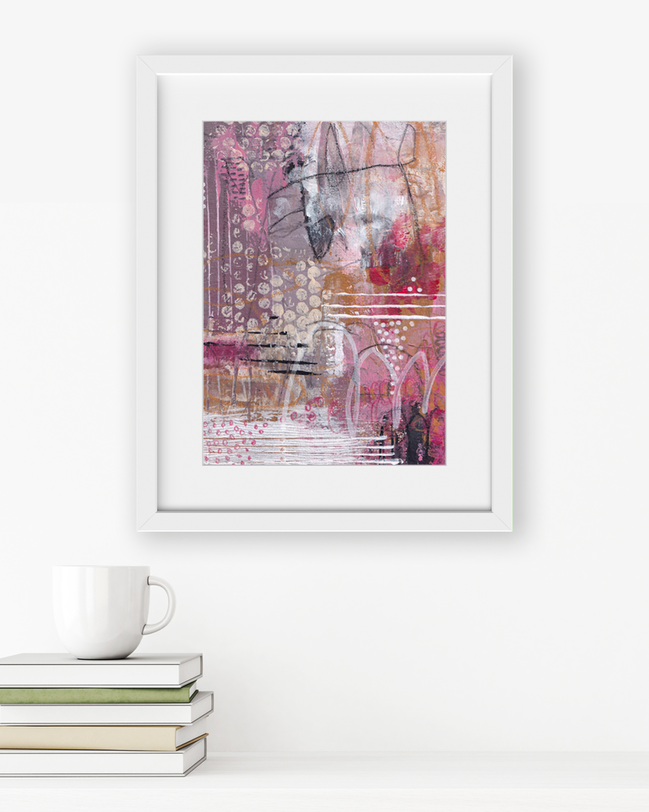 The One Who Waits by Lisa Marie Jones displayed in a calm interior setting, evoking stillness, presence and gentle contemplation.