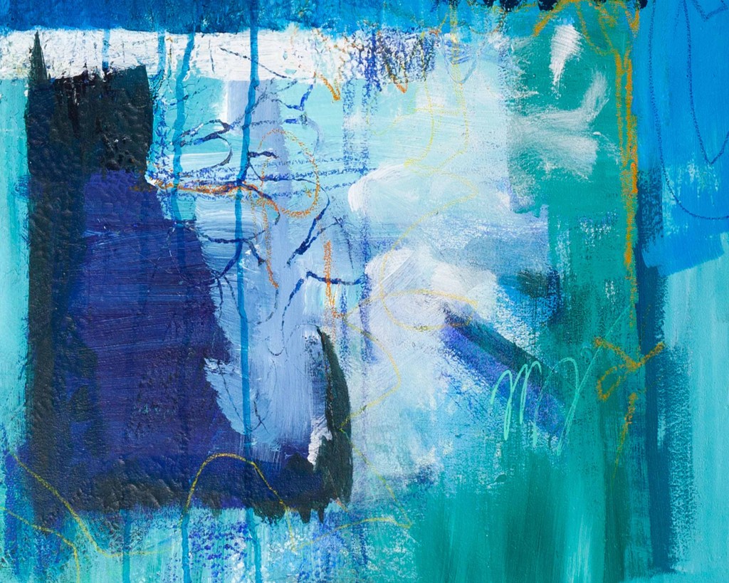 Close-up detail showing colour, texture and movement in Where Joy Lives abstract artwork