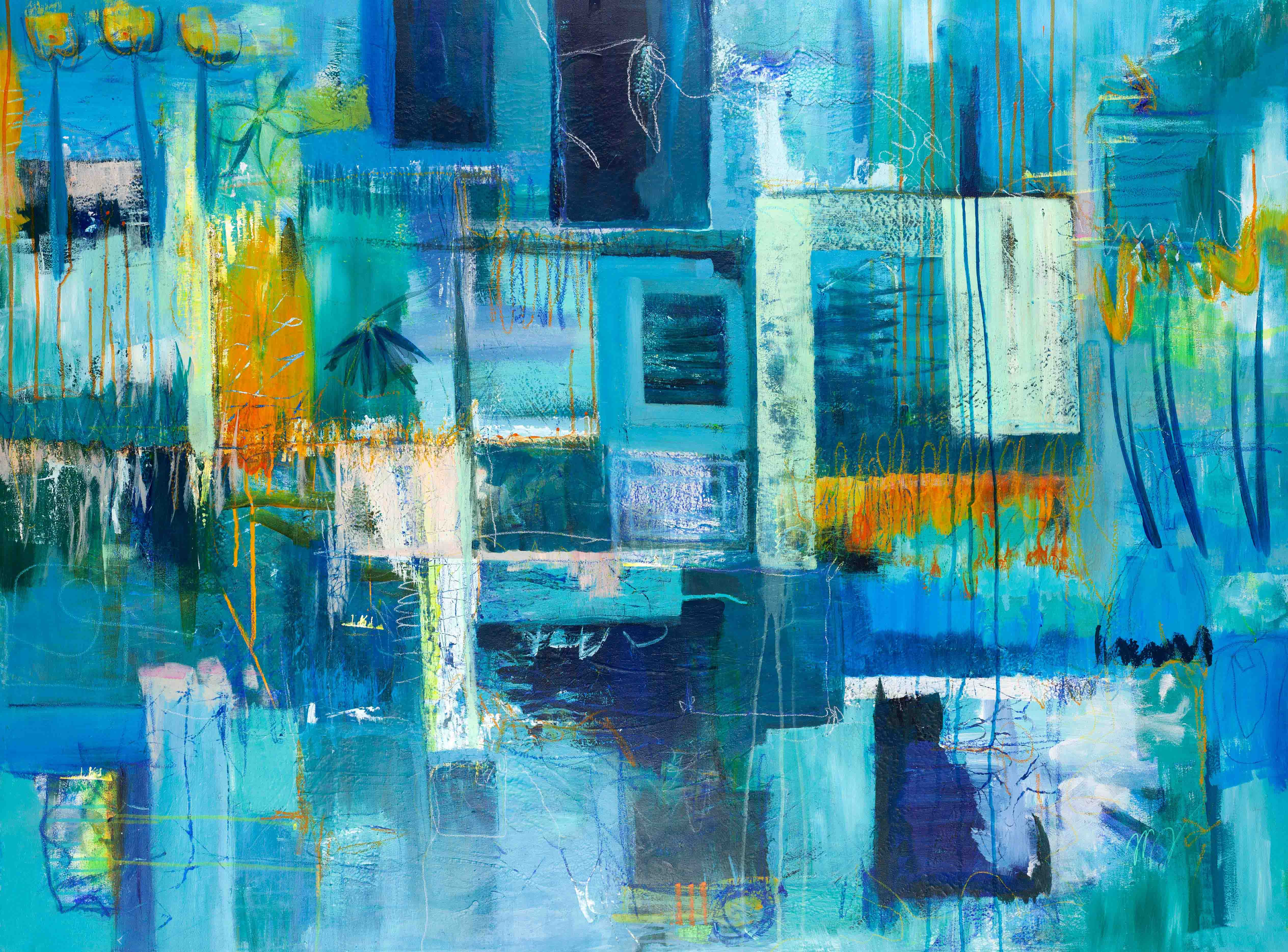 Full view of Where Joy Lives, an original abstract painting by Australian artist Lisa Marie Jones