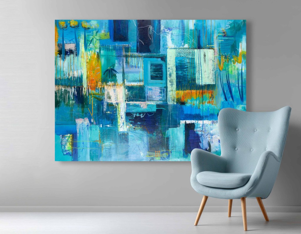 Where Joy Lives by Lisa Marie Jones styled in a contemporary interior setting